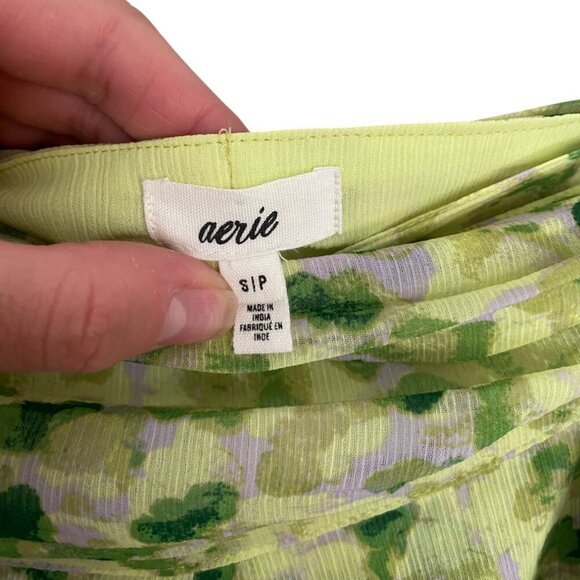 Aerie Chiffon Tiered Ruffle Mini Skirt Floral Tie Waist Size Small - Picture 3 of 6